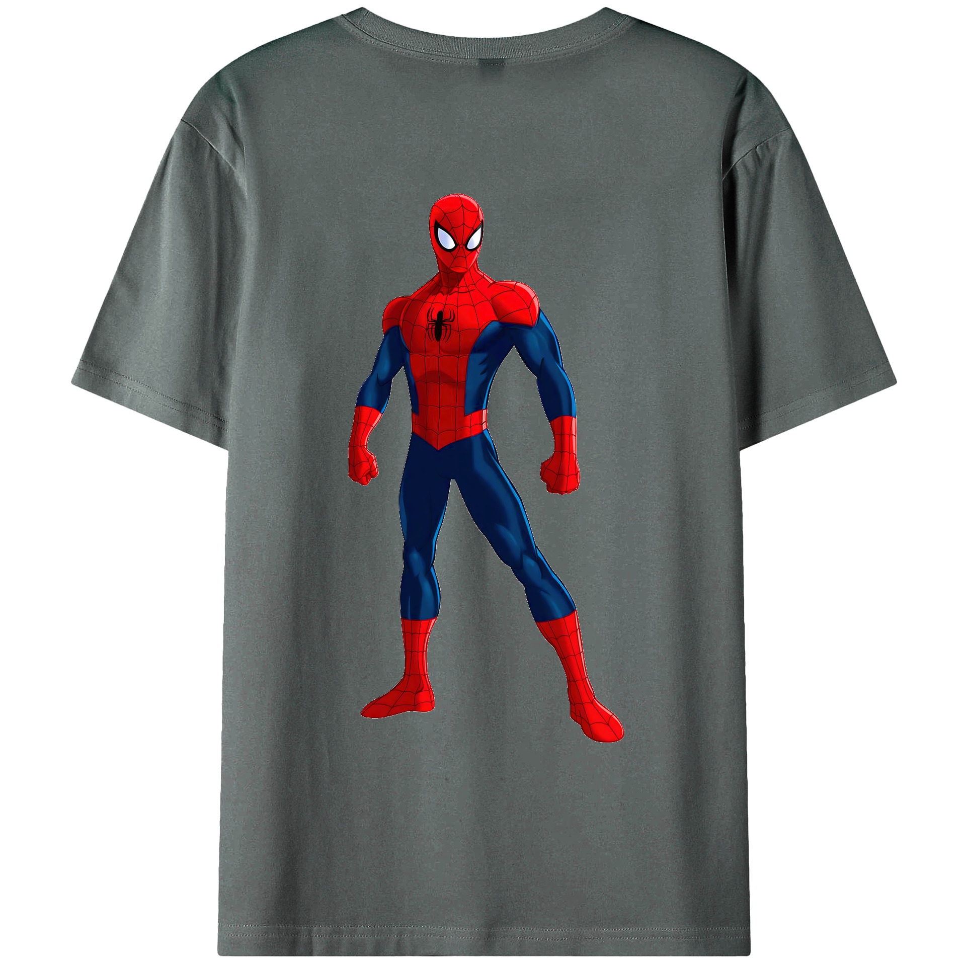 （画像用） Spider Man スパイダーマン 綿100％ メンズ半袖Tシャツ（バックプリント） 通気性